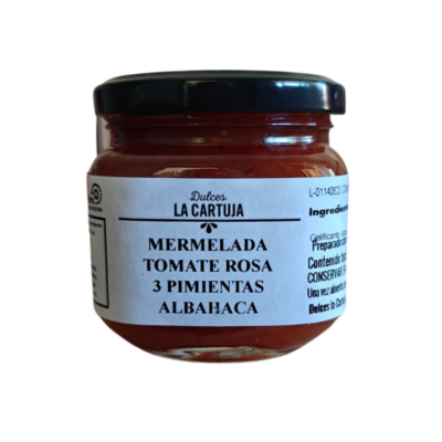 Roze tomatenjam met 3 pepers en basilicum – Dulces La Cartuja